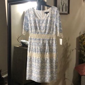 Lace white and blue dress